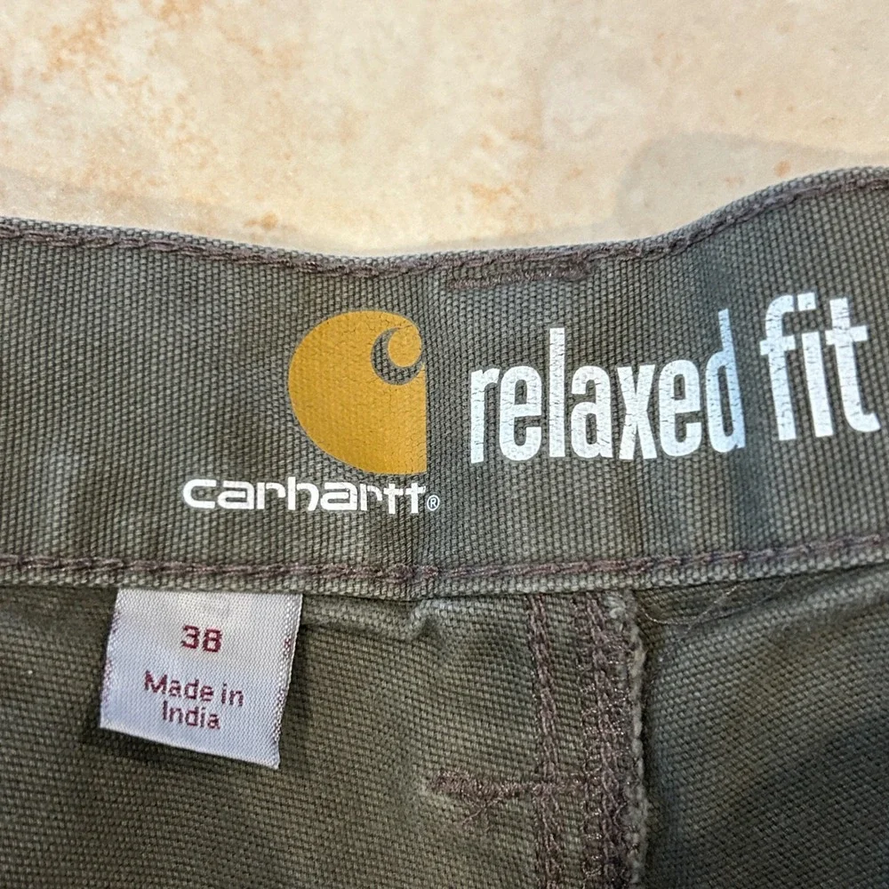 Carhartt Relaxed Fit Carpenter Shorts Mens 38x11 Khaki Brown Utility Workwear